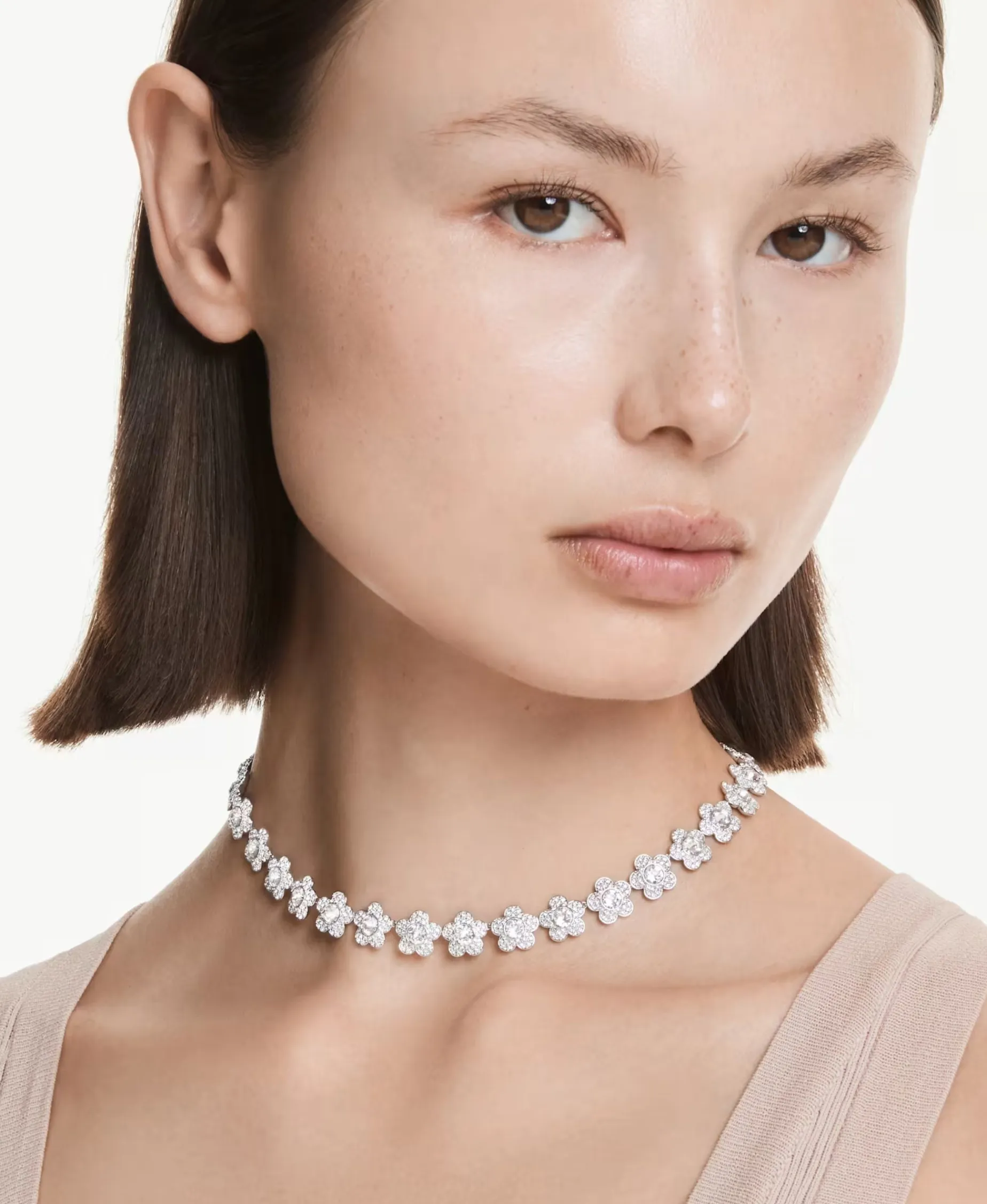 Collar Flor Ariana Grande x Swarovski Baño de Rodio Cristales | 5749179