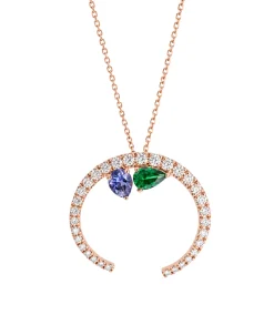 Collar Gold&Roses Sasa Oro Rosa 18K Diamantes Tanzanita y Tsavorita | GR-534.3TS