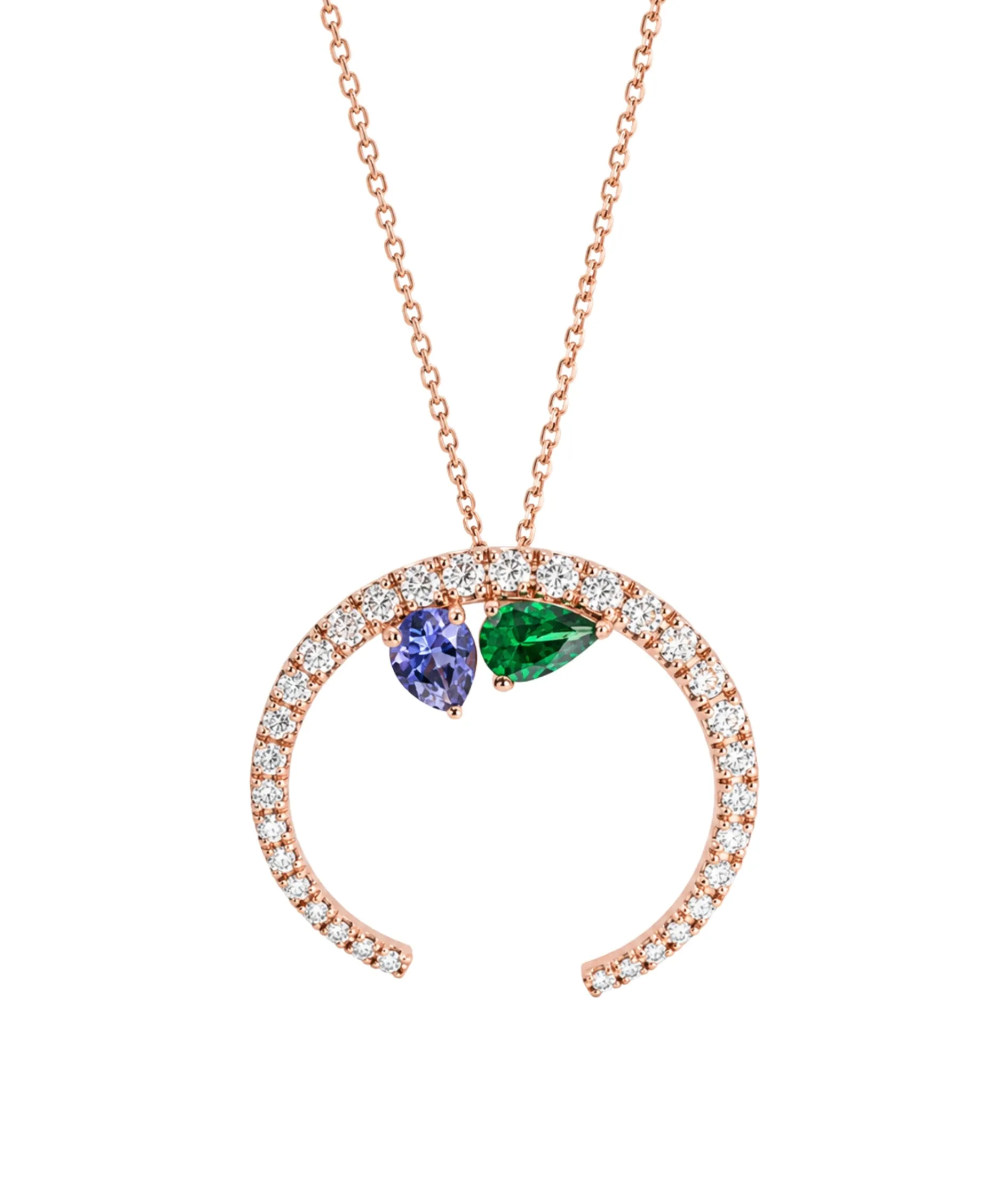 Collar Gold&Roses Sasa Oro Rosa 18K Diamantes Tanzanita y Tsavorita | GR-534.3TS