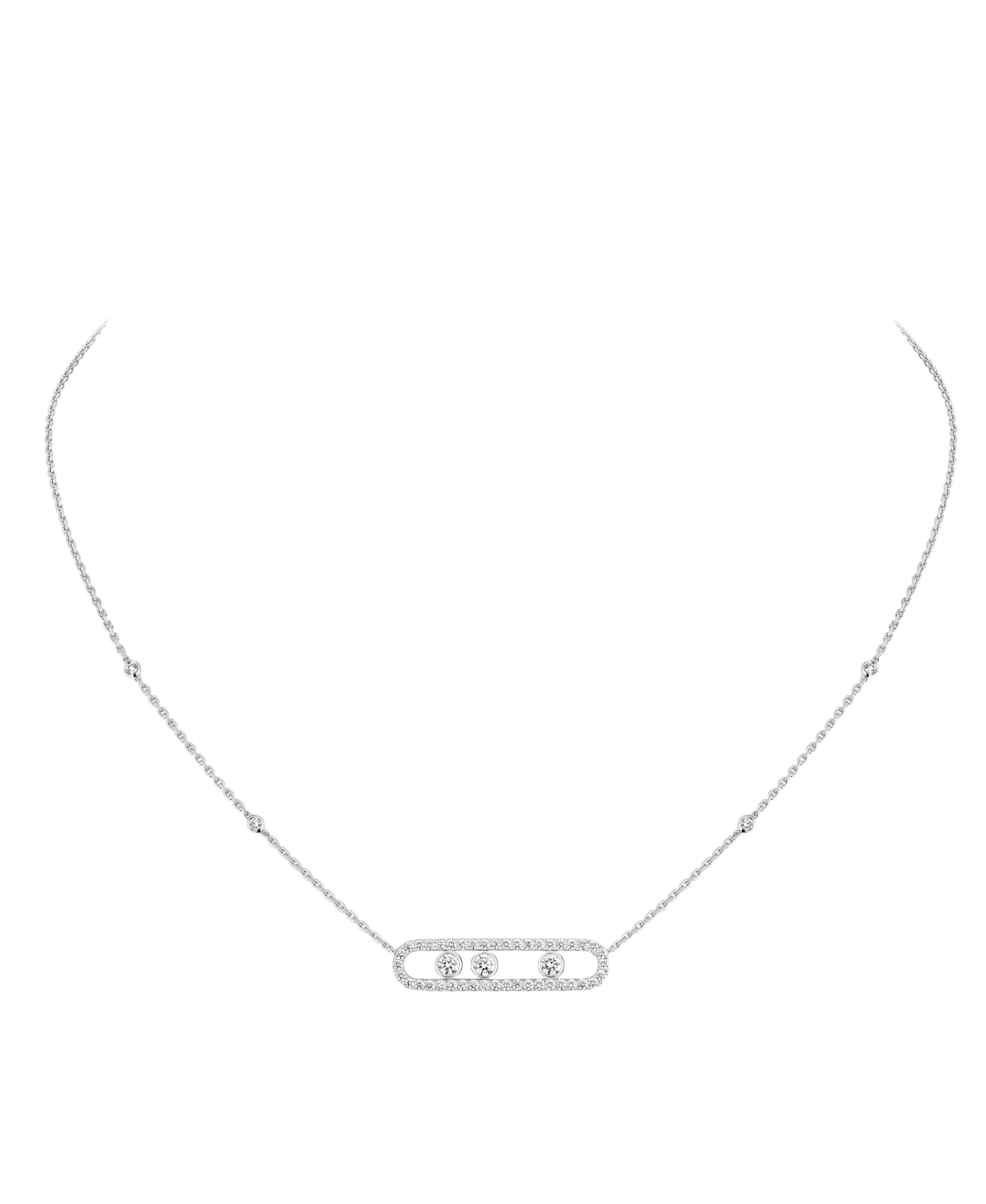Collar Messika Oro Blanco Diamante Move Pavé | 03994-WG