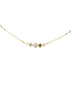 Collar Multicolor Estela PDPAOLA Plata con Baño de Oro 18K y Circonitas Multicolor | CO01-B60-U