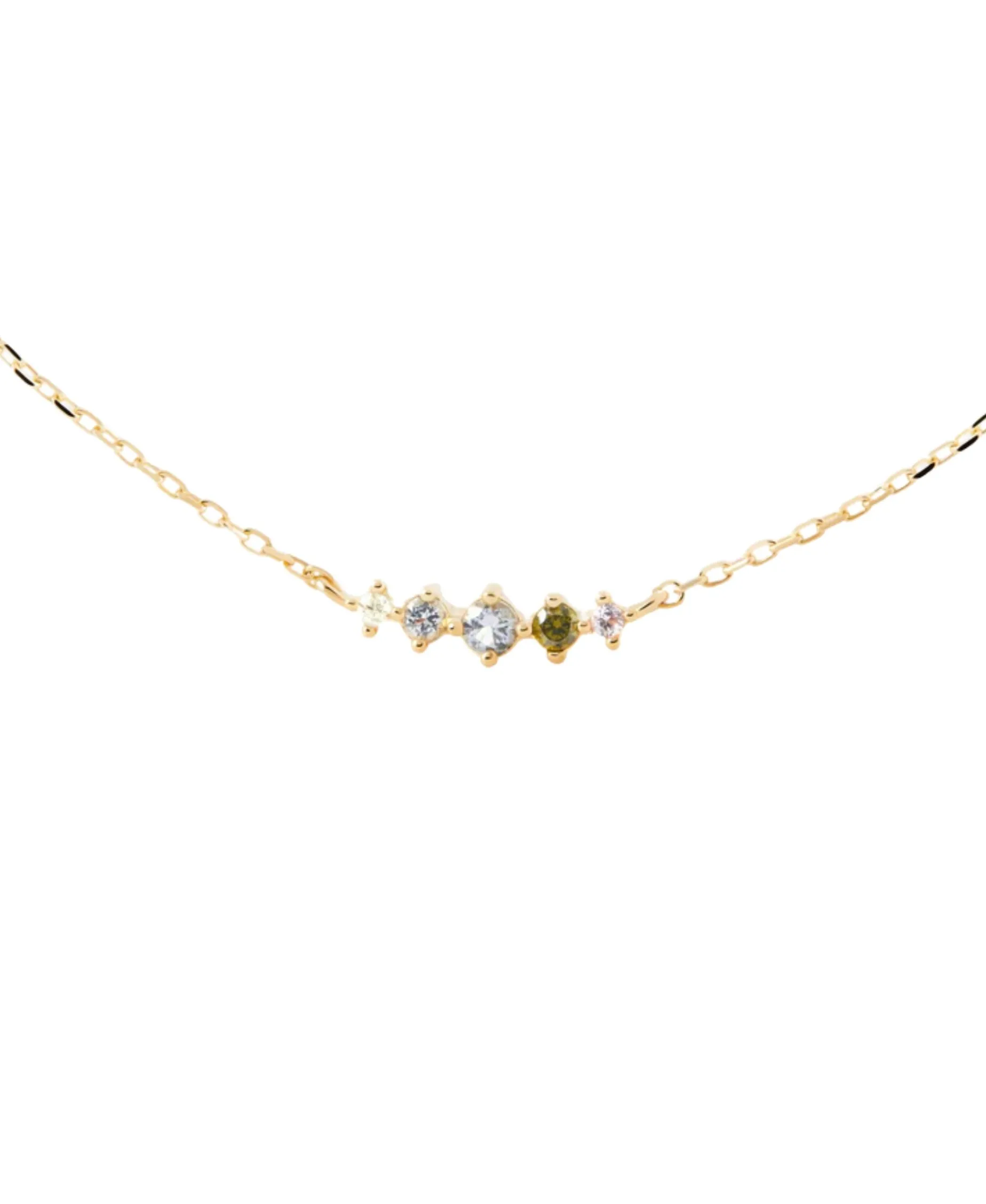 Collar Multicolor Estela PDPAOLA Plata con Baño de Oro 18K y Circonitas Multicolor | CO01-B60-U