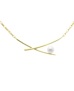 Collar Osaka Marina García Plata Baño de Oro con Perla | 91246GD