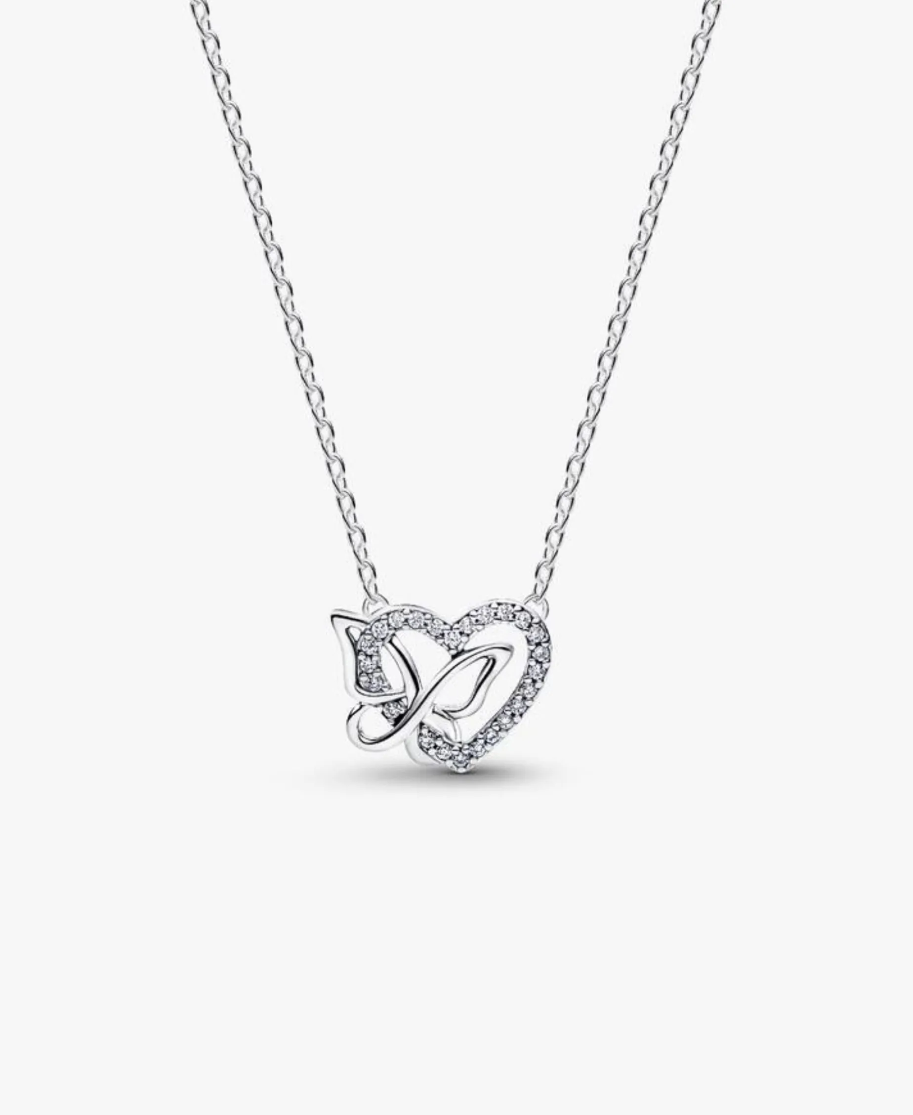 Collar Pandora Corazón y Mariposa Entrelazados | 394477C01-45