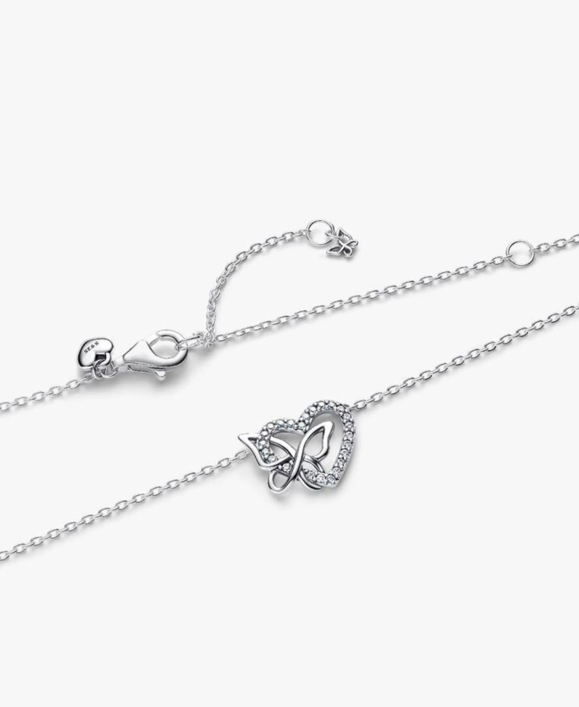 Collar Pandora Corazón y Mariposa Entrelazados | 394477C01-45