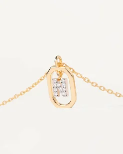 Collar PDPAOLA Mini Letter N Plata Baño Oro | CO01-525-U