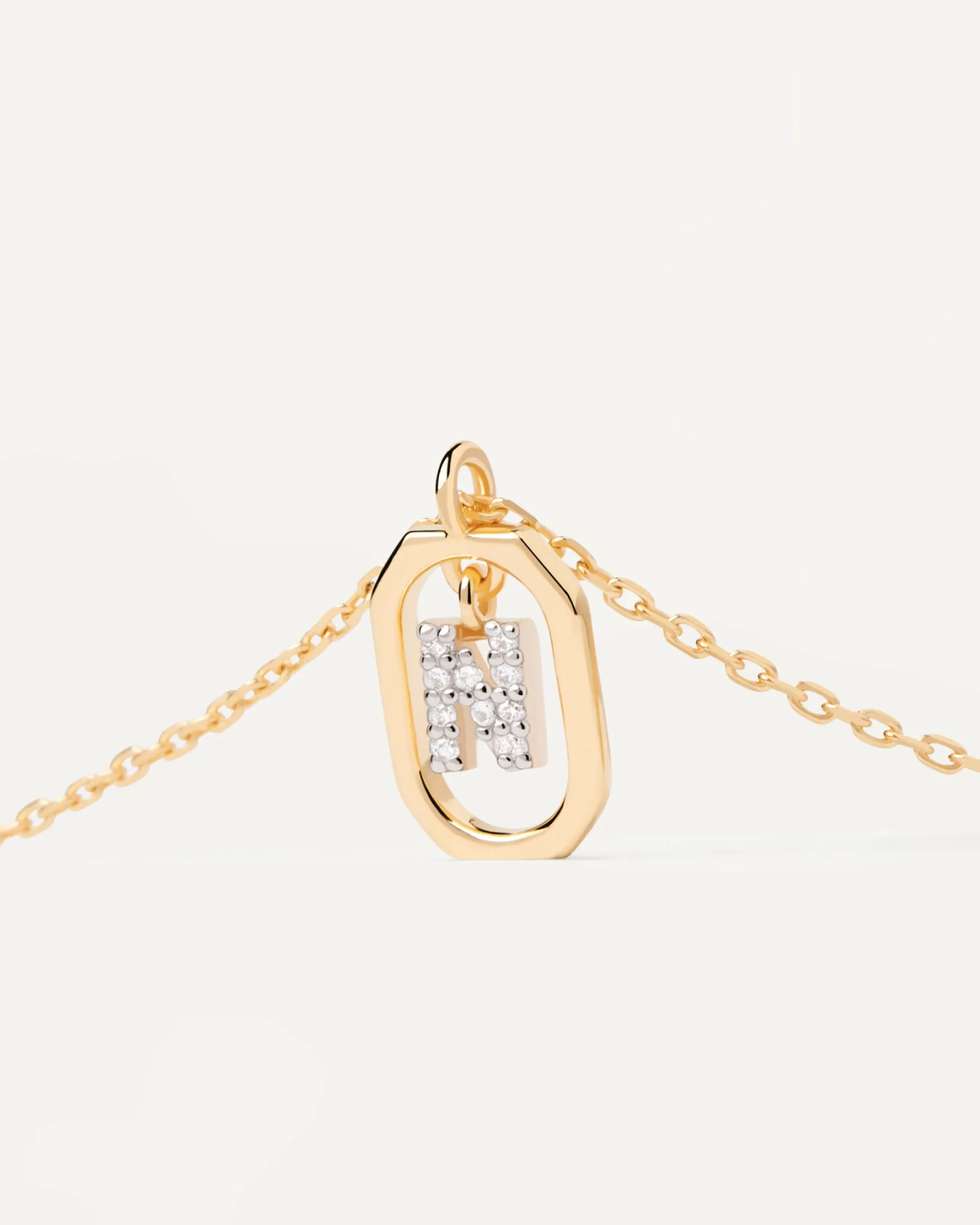 Collar PDPAOLA Mini Letter N Plata Baño Oro | CO01-525-U