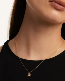 Collar PDPAOLA Mini Letter N Plata Baño Oro | CO01-525-U
