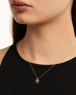 Collar PDPAOLA Mini Letter P Plata Baño Oro | CO01-527-U