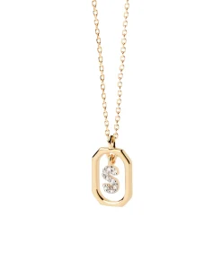 Collar PDPAOLA Mini Letter S Plata Baño Oro | CO01-530-U