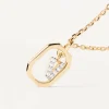 Collar PDPAOLA Mini Letter V Plata Baño Oro | CO01-533-U