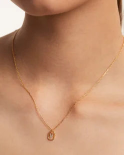 Collar PDPAOLA Mini Letter V Plata Baño Oro | CO01-533-U