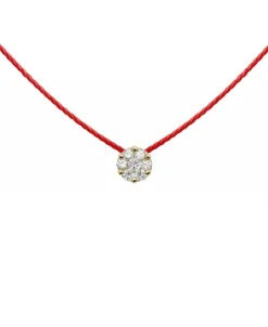 Collar Redline Illusion Diamante Oro Amarillo Hilo Rojo | 20A J