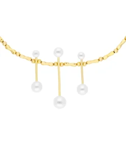Collar Tsuru Marina García Plata Baño de Oro con Perlas | 91259GD