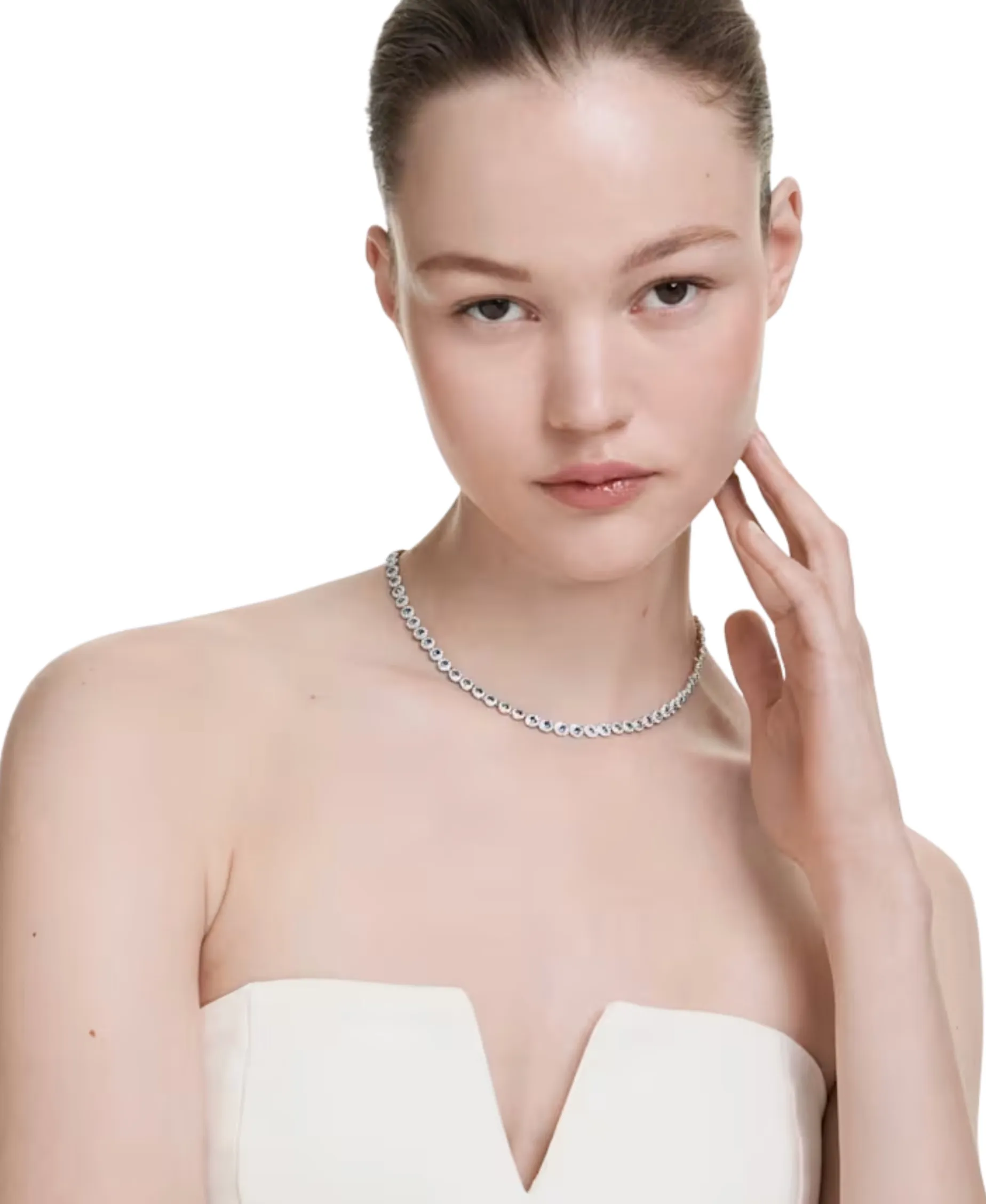 Collar Una Angelic SWAROVSKI Talla Redonda Azul Baño de Rodio | 5733402