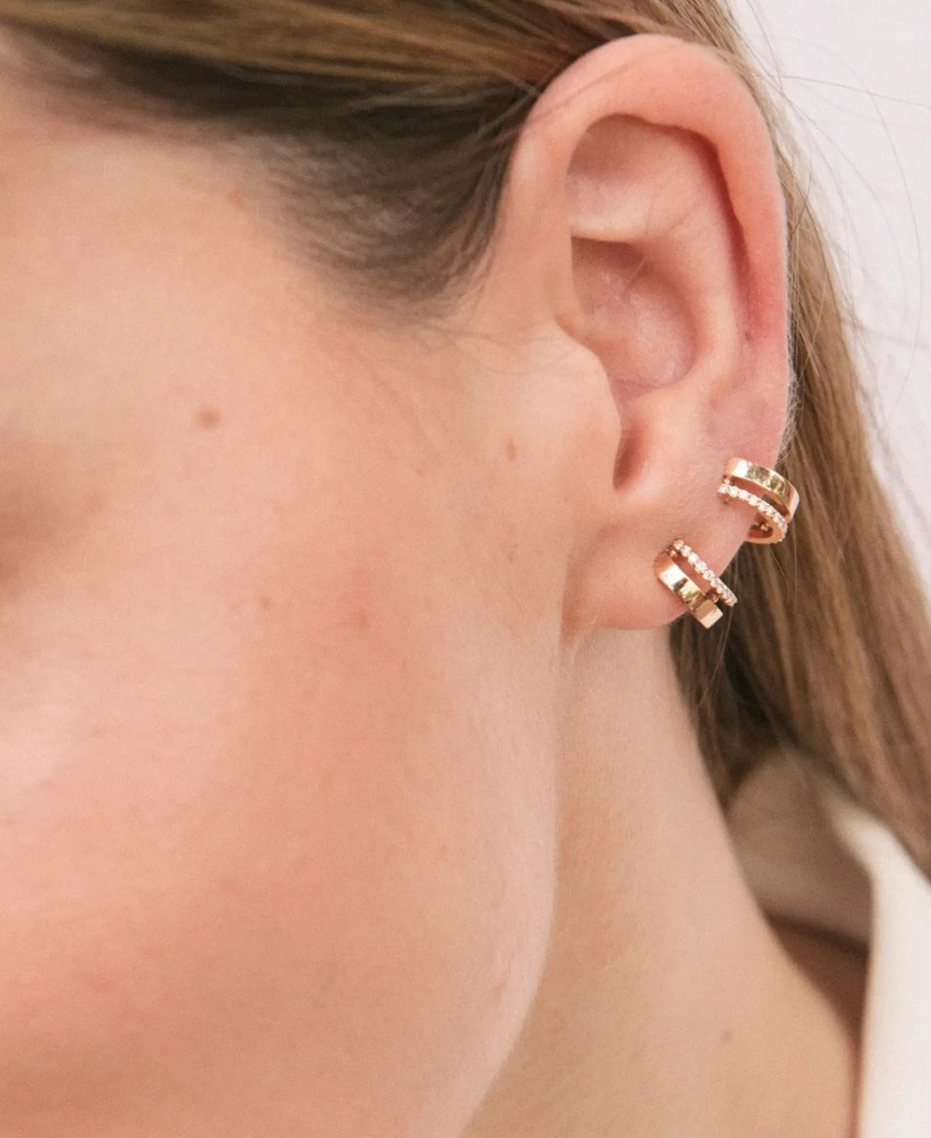 Earcuff Doble Gold&Roses Doble Al di Là Oro Rosa Diamantes | GR-411.3