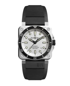 El Bell & Ross BR-03 92 Diver White 42 mm | BR0392-D-WH-ST/SRB