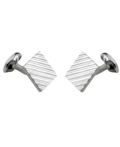 Gemelos Cuadrados de Plata de Ley con Grabado Guilloché | C0791X0001