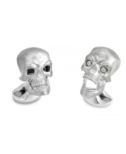 Gemelos de Calavera en Plata de Ley con Ojos de Diamante | C1585X0001
