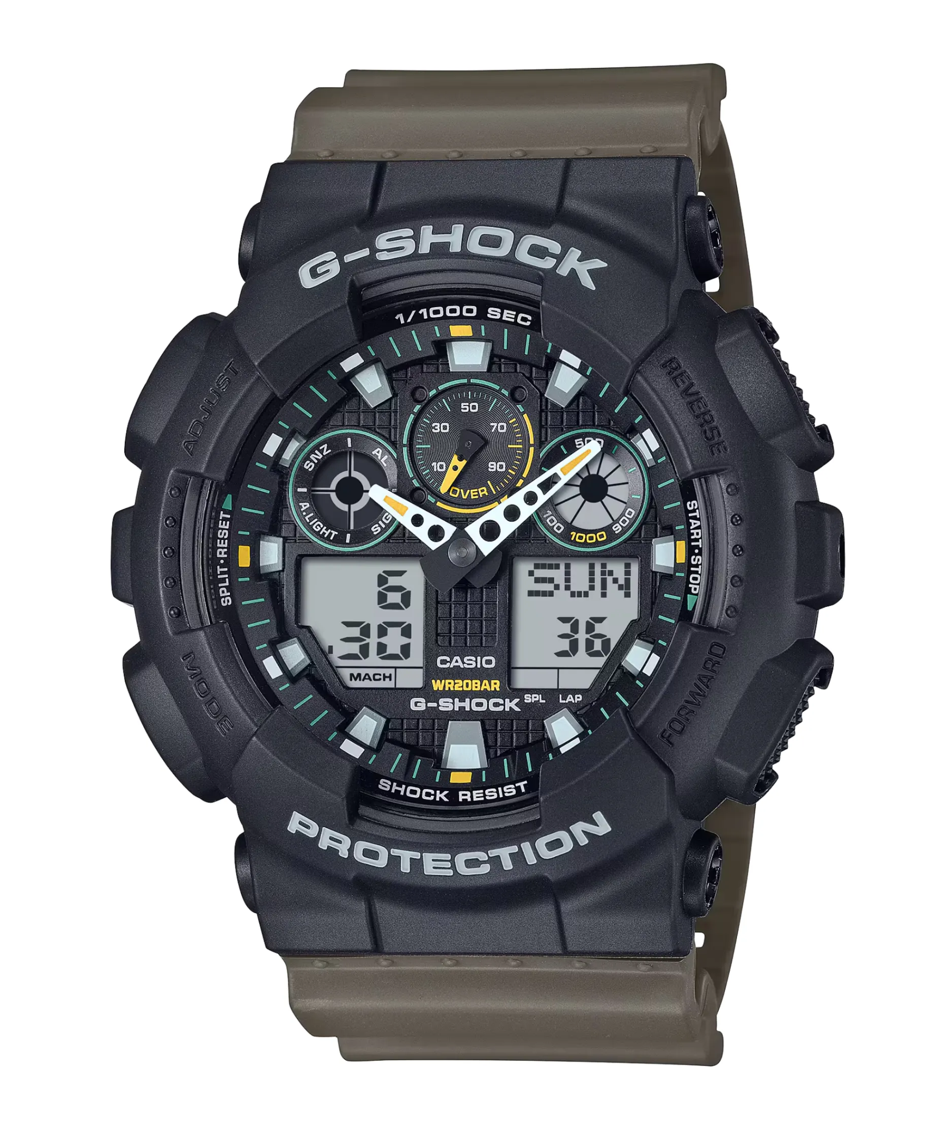 G-Shock Classic Verde 55 mm | GA-100TU-1A3ER