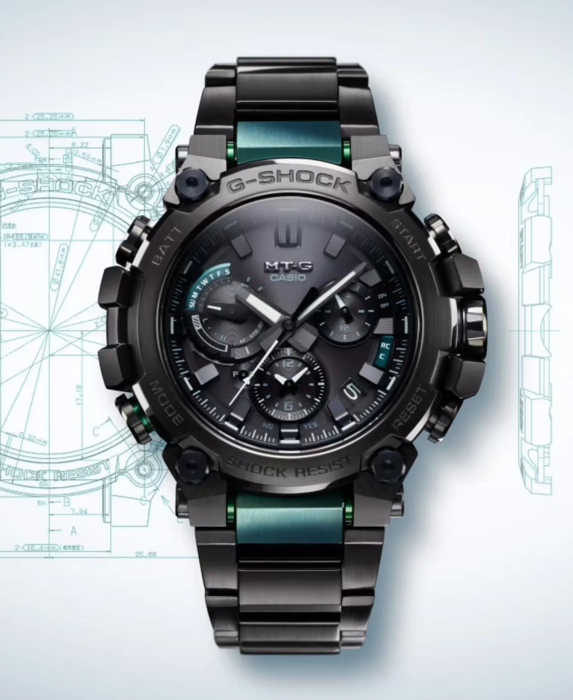 G-Shock MT-G Dual Core Guard G Resist Verde 50,9 mm | MTG-B3000BD-1A2ER