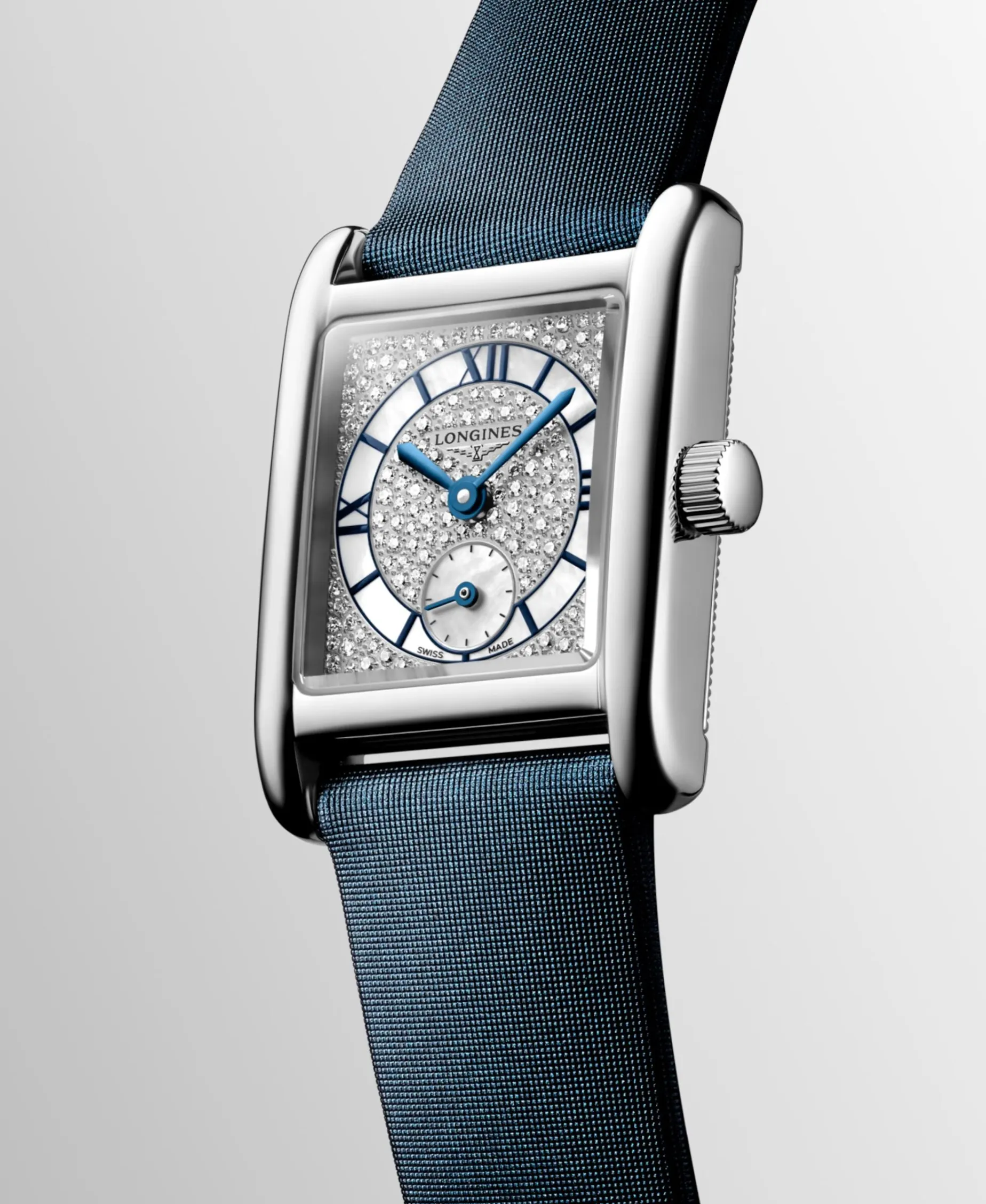 Longines Mini DolceVita Engaste Diamante Nieve Nácar Blanco Acero 21.50 x 29.00 mm | L5.200.4.87.2