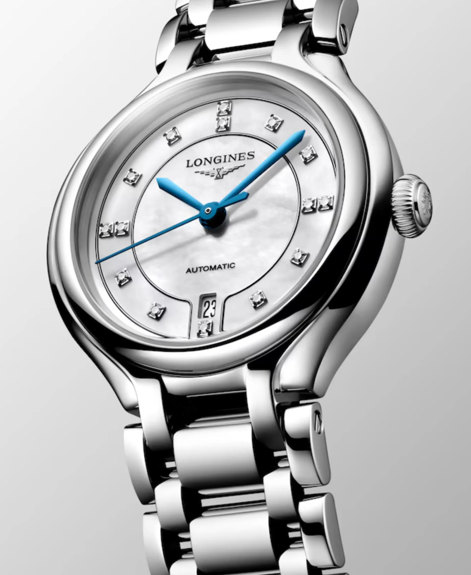 Longines PrimaLuna Automático Diamantes Madreperla Blanco Acero 30 mm | L8.123.4.87.6