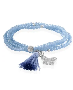 Marina García Zen Blue Pulsera Plata Baño Rodio Cristales Strass | 91042U6