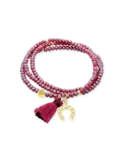 Marina García Zen Burgundy Pulsera Plata Baño Oro Cristales Strass | 91168UH