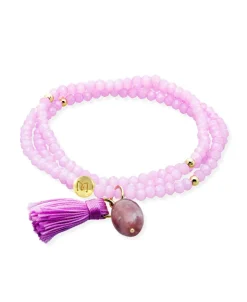 Marina García Zen Lila Pulsera Plata Baño Oro Lepidolita Rosa | 91196UA