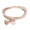 Marina García Zen Marrón Pulsera Plata Baño Oro Rosa Cristales Strass | 90232UT
