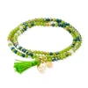 Marina García Zen Neón Pulsera Plata Baño Oro Cristales Strass Pistacho | 90803UW