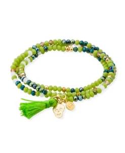 Marina García Zen Neón Pulsera Plata Baño Oro Cristales Strass Pistacho | 90803UW