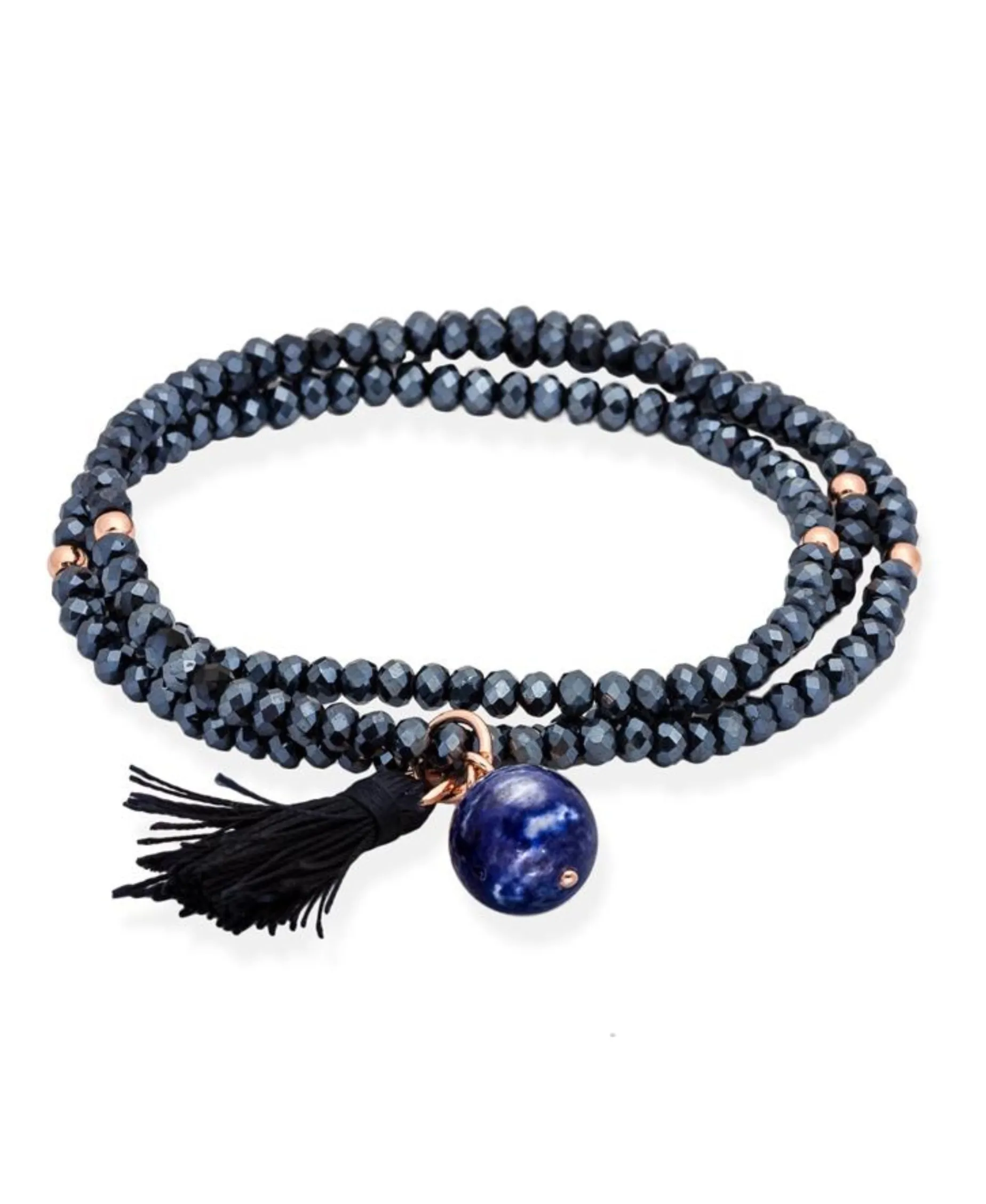 Marina García Zen Pulsera Plata Baño Oro Rosa Lapislázuli | 90045UL