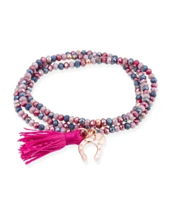 Marina García Zen Rosa Herradura Pulsera Plata Baño Oro Rosa Cristales Strass | 90573UH