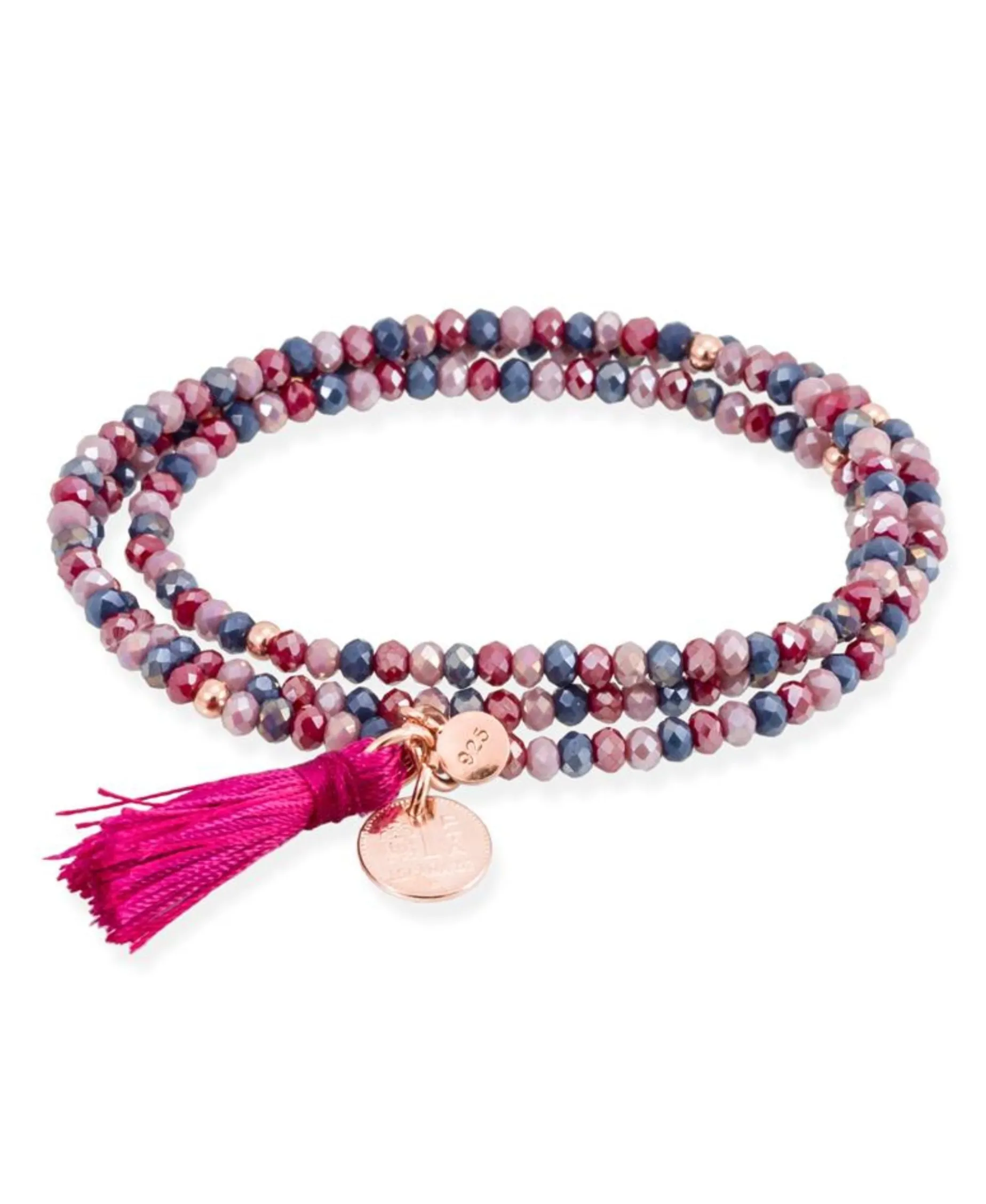 Marina García Zen Rosa Pulsera Plata Baño Oro Rosa Cristales Strass | 90573UPT