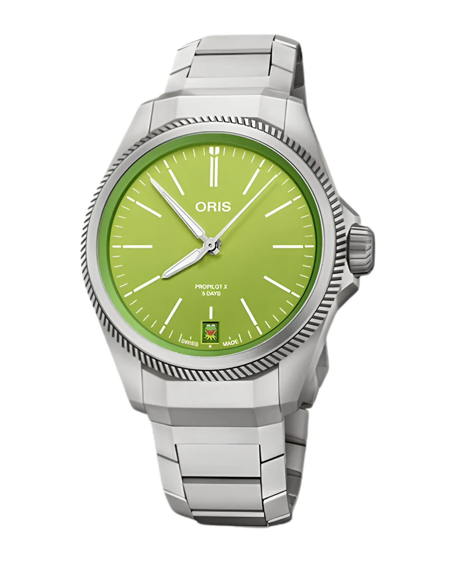 ORIS ProPilot X Kermit Edition Calibre 400 Verde Titanio 39 mm | 01 400 7778 7157-SET