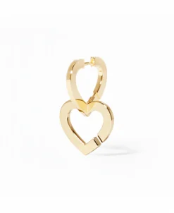 Pendiente Individual Aro Doble Corazón Oro Amarillo | 845411U