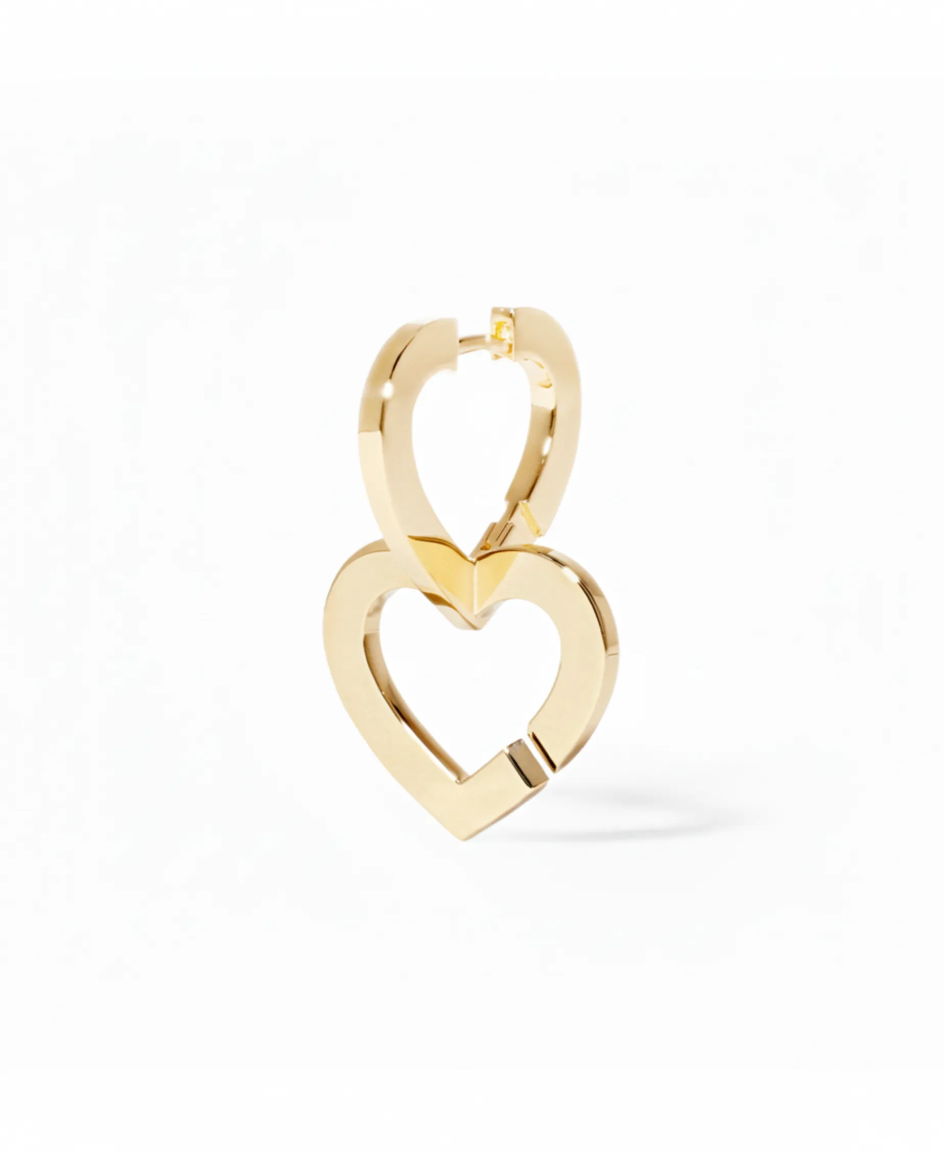Pendiente Individual Aro Doble Corazón Oro Amarillo | 845411U