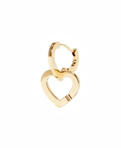 Pendiente Individual Aro Doble Corazón Oro Amarillo | 845411U