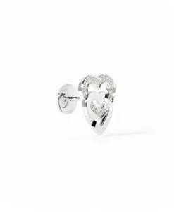 Pendiente Individual Doble Corazón Pequeño Oro Blanco | 845212U