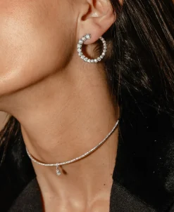 Pendientes Aro Abierto L con Diamantes 4,86 cts en Oro Blanco