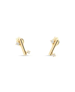 Pendientes Barra con Diamantes en Oro Amarillo