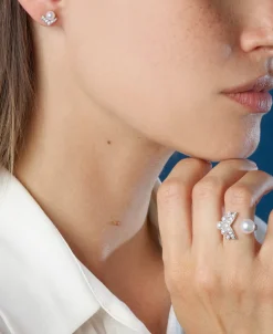 Pendientes Chaumet Joséphine Aigrette Oro Blanco Perlas y Diamantes | 085046
