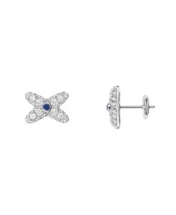 Pendientes Chaumet Liens Oro Blanco Pavé de Diamantes y Zafiro | 085492