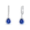 Pendientes Colgantes con Zafiros Talla Pera 2,50 cts y Diamantes en Oro Blanco