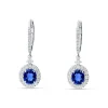 Pendientes Colgantes Roseta de Zafiros 1,10 cts y Diamantes en Oro Blanco