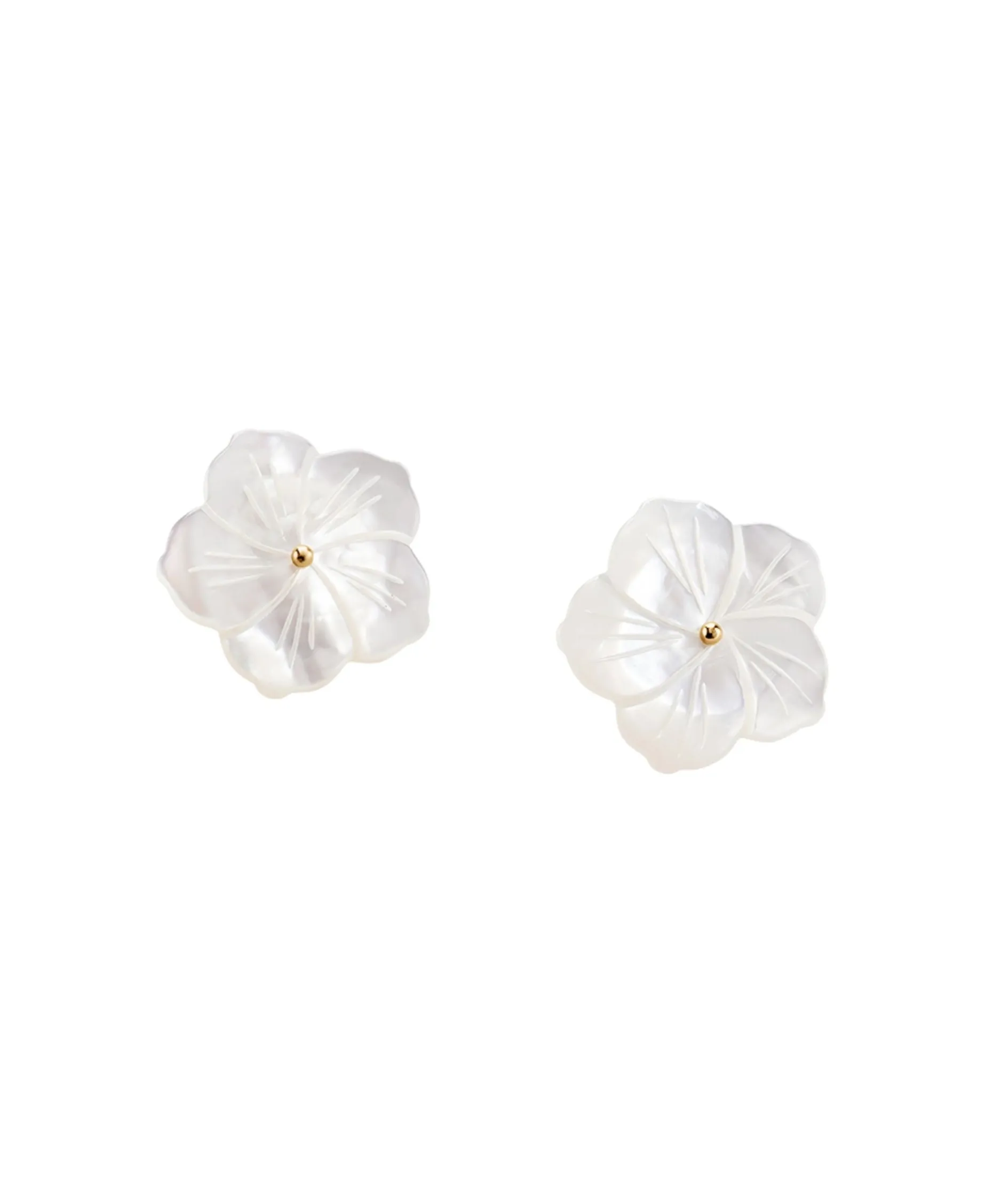 Pendientes Cortos AGATHA París Tiare Nácar Blanco Dorado | 02380733-094-TU