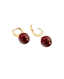 Pendientes Criollas AGATHA París Royal Aro Dorado y Colgante Bola Burdeos | 2370350-473-TU