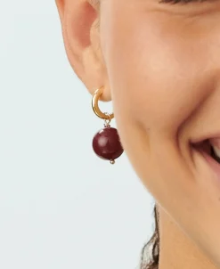 Pendientes Criollas AGATHA París Royal Aro Dorado y Colgante Bola Burdeos | 2370350-473-TU